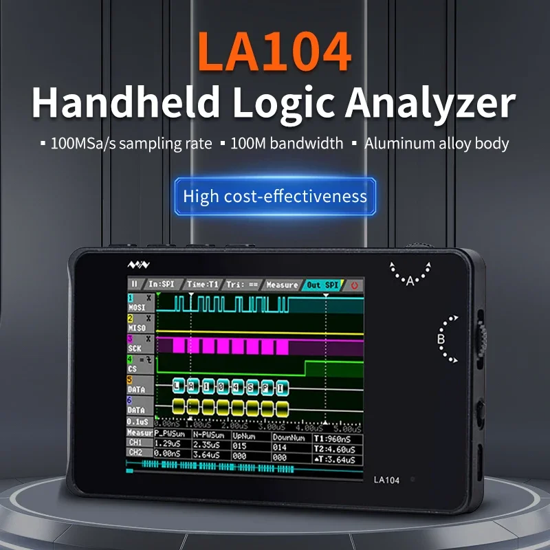عرض ساخن لعام 2025 محلل منطقي LA104 عينات مساعد تصحيح الأخطاء بأربع قنوات تحليل بروتوكول 100 ميجا هرتز ومتاجر الإشارات الرقمية