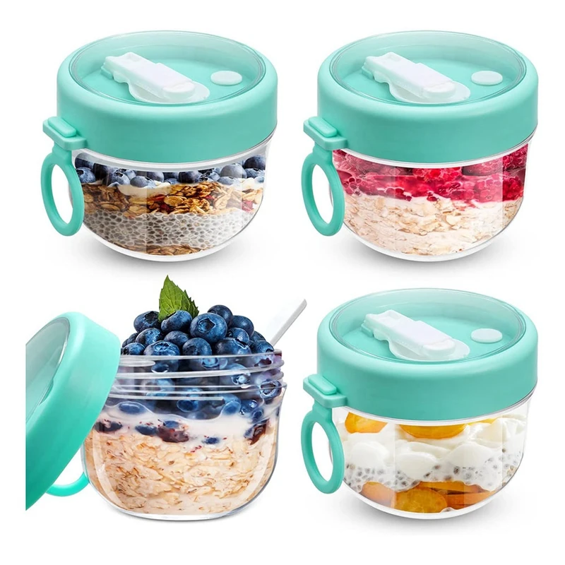 4 Pcs Overnight Oats Container With Lids And Spoons 20Oz Overnight Oats Jars Oat Containers For Milk, Fruit