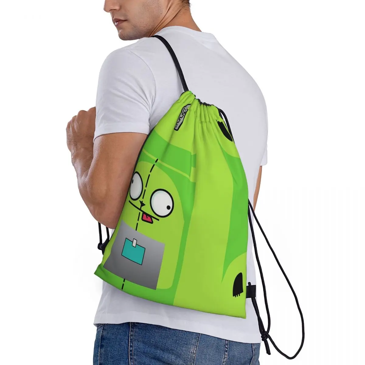 

Invader Zim Backpacks Casual Drawstring Bags Sports Bag Book Bags for Travel Students