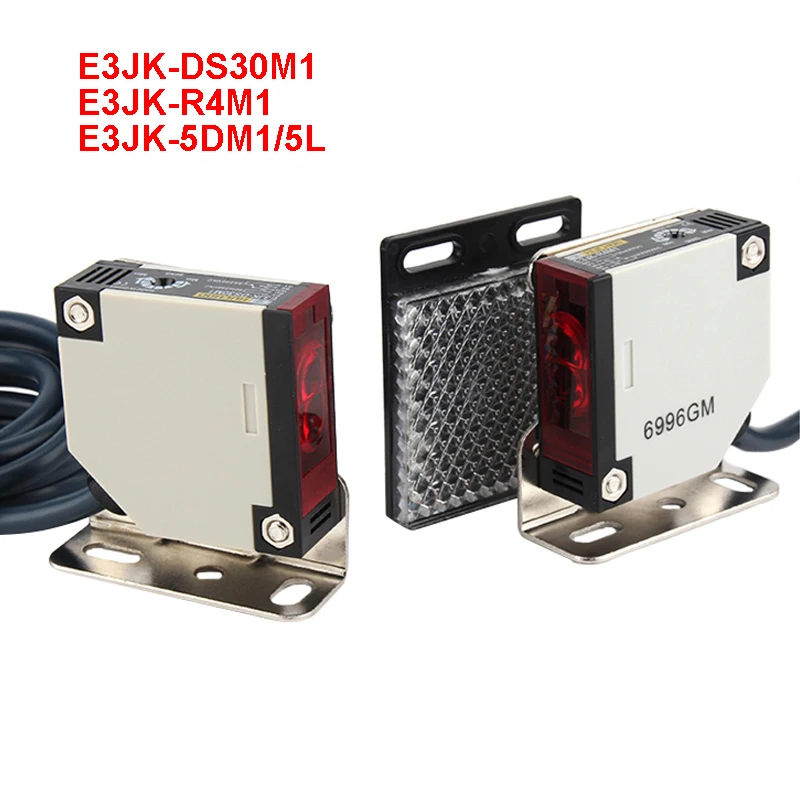 

E3JK-DS30M1 E3JK-R4M1 E3JK-5DM1/5L Square Diffuse Photoelectric Sensor Switch Sensor DC 12~24V AC90-250V Sensing Distance 5M