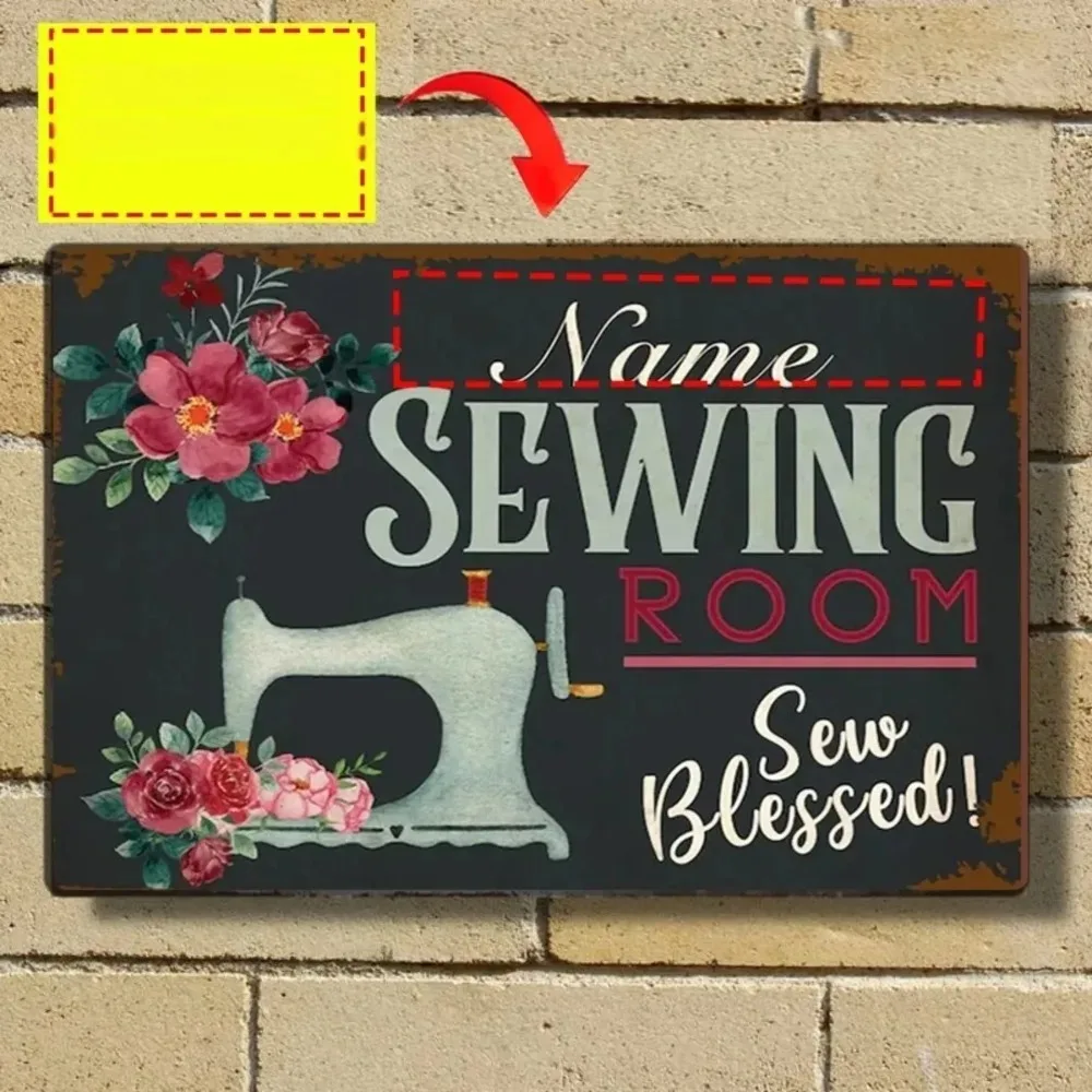 Customizable Vintage Sewing Room Novelty Metal Plaque | Retro Home Wall Ornament