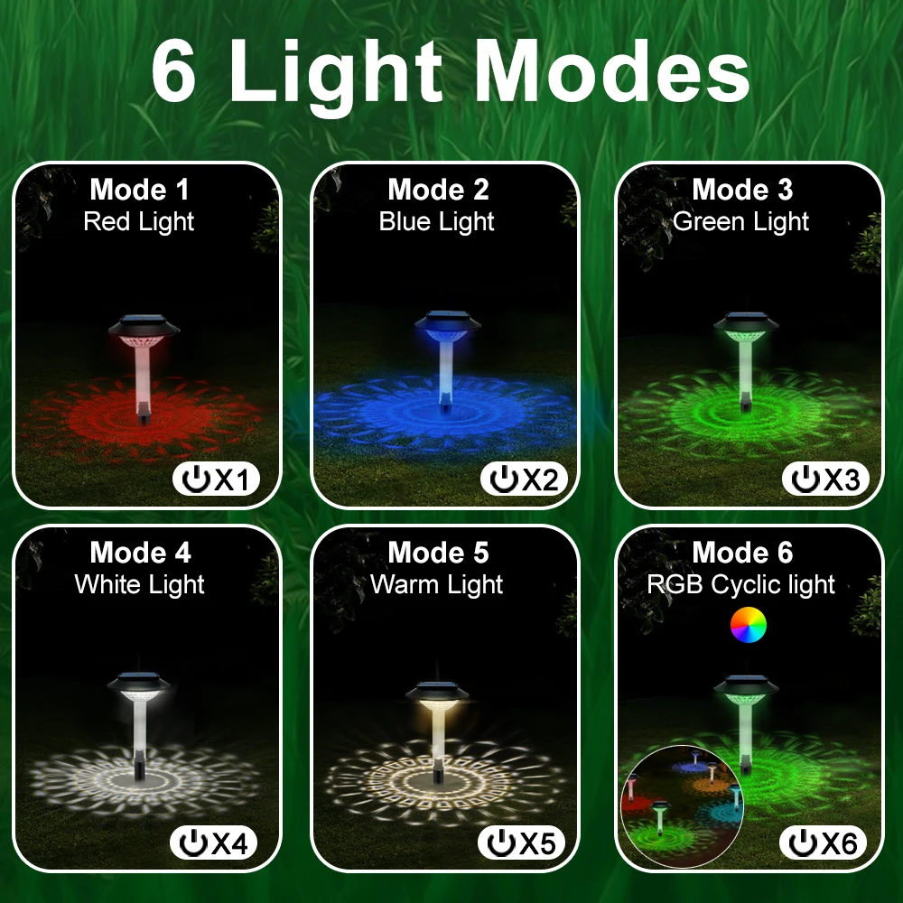 Solar Pathway Lights Outdoor Solar Powered Garden Landscape Decoration Waterproof RGB Warm White Yard Walkway Lawn Driveway Back