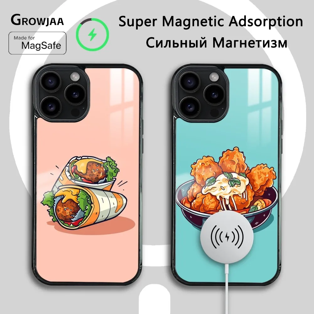 Korean fried chicken deep fry Phone Case For iPhone 16 15 14 13 12 11 Pro Max Plus Mini Magsafe Mirror Wireless Magnetic Cover