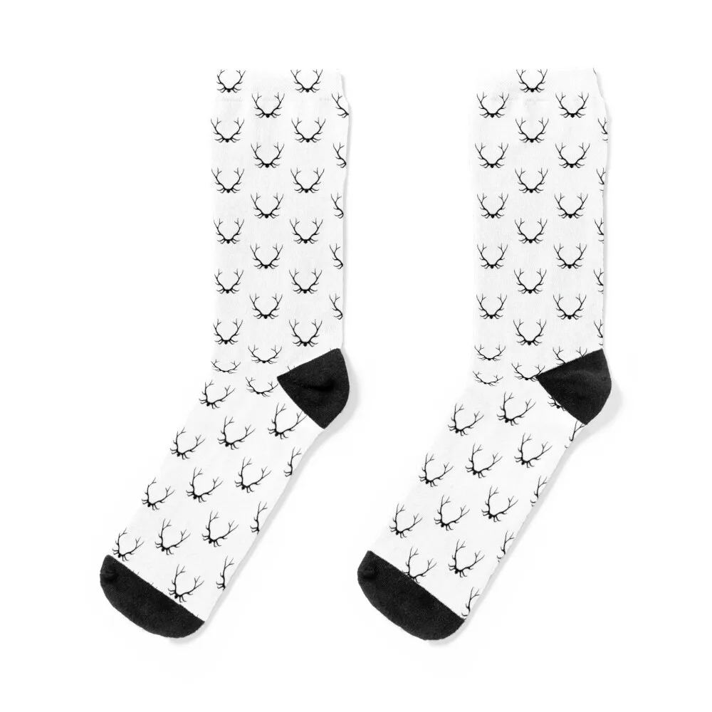 Buck Antlers - Black on White Socks halloween christmas gift Mens Socks Women's