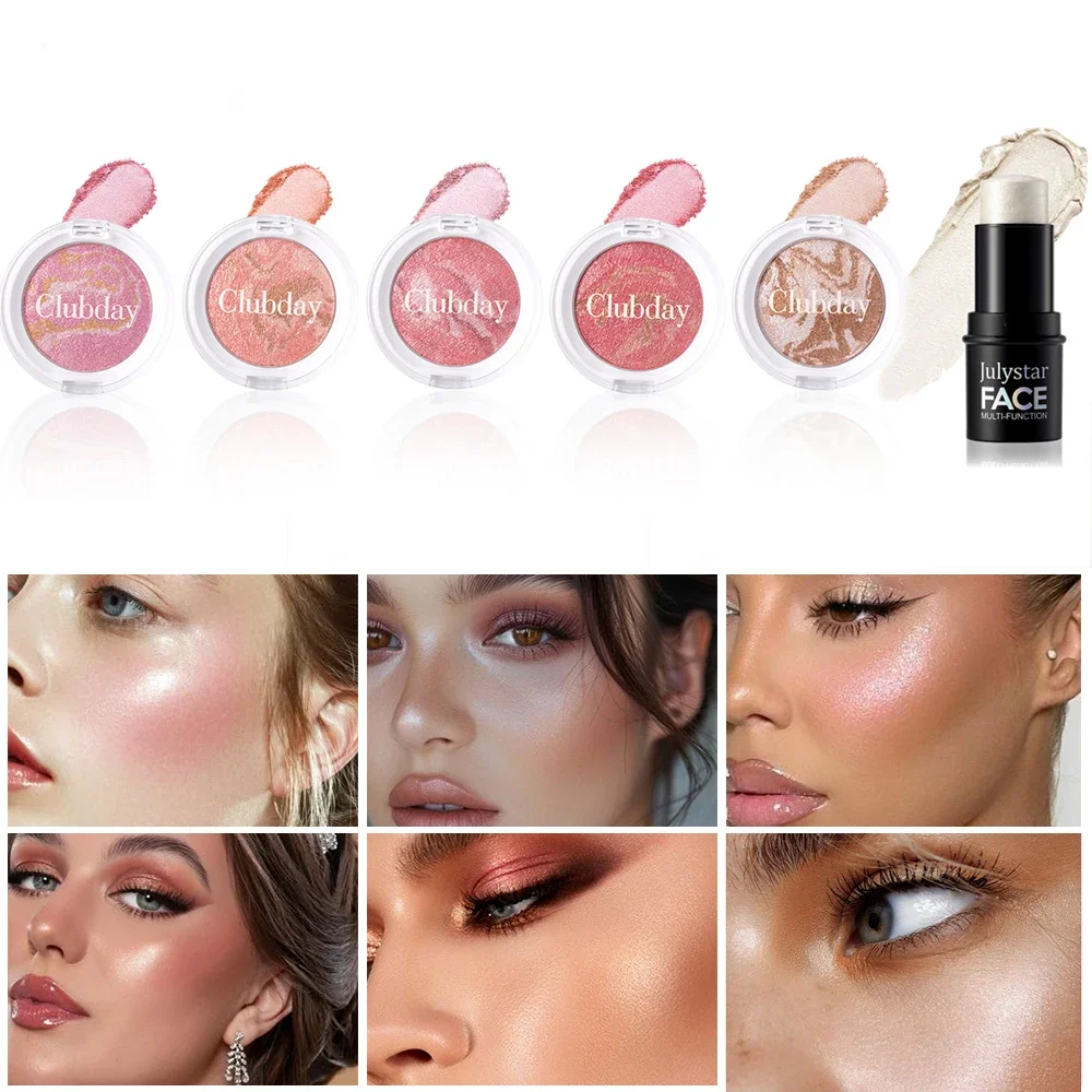 Blush & Highlight Combo Set, Luminous Dewy Finish, Blendable Buildable Color, Long‑Lasting Wear for Natural Glowing Face Makeup