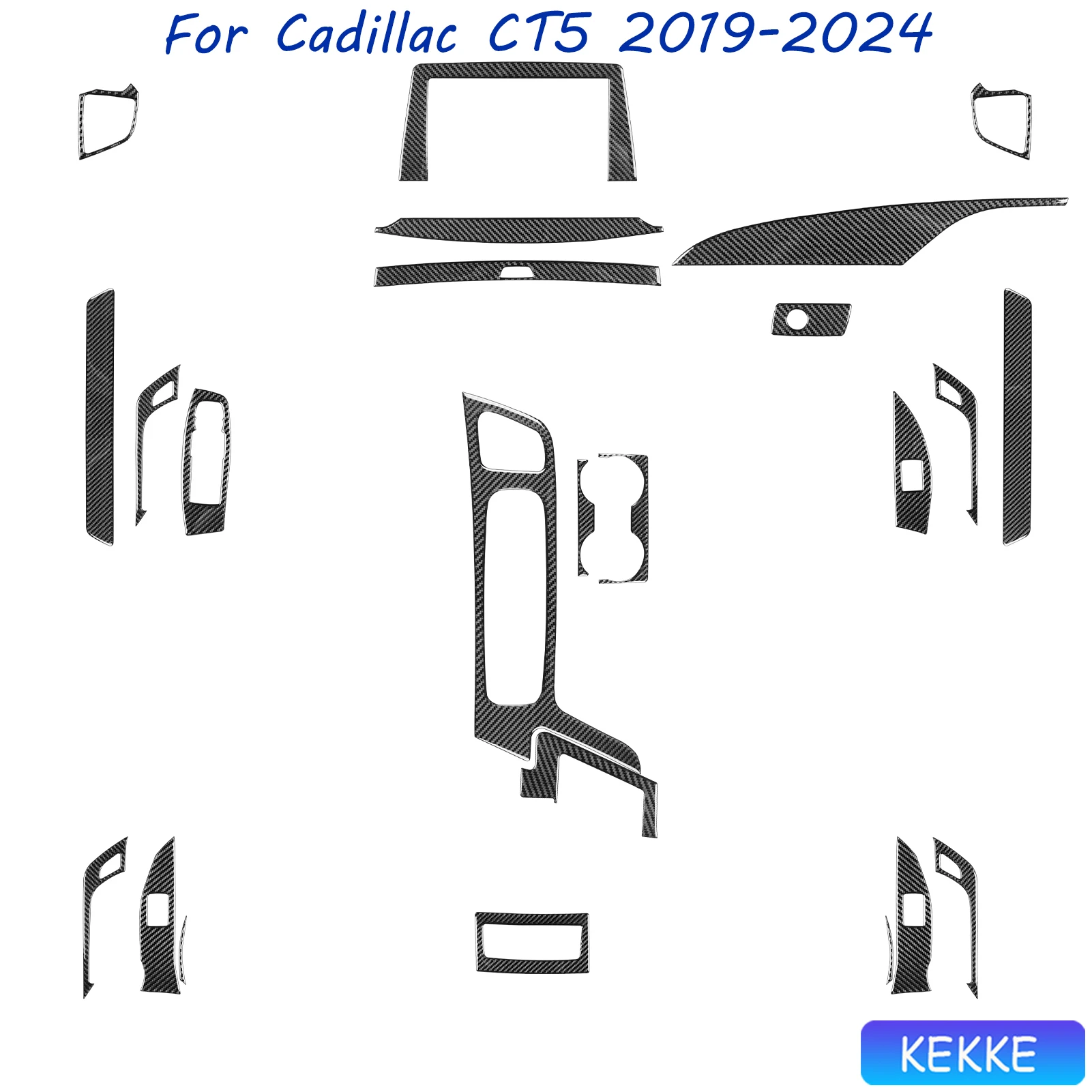

For Cadillac CT5 2019-2024 Auto Cup holder Gear Panel Central Control Screen Carbon Fiber Decorative Car Accessory Stickers