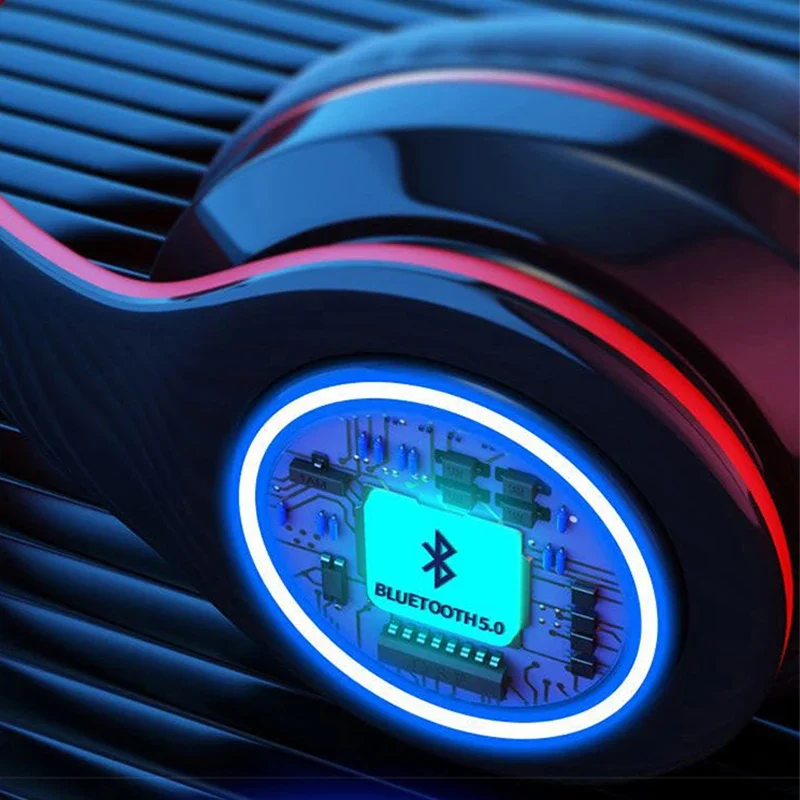 B39 auriculares inalámbricos iluminados por encima de la oreja, auriculares estéreo HiFi plegables para juegos, auriculares para avión, viajes,