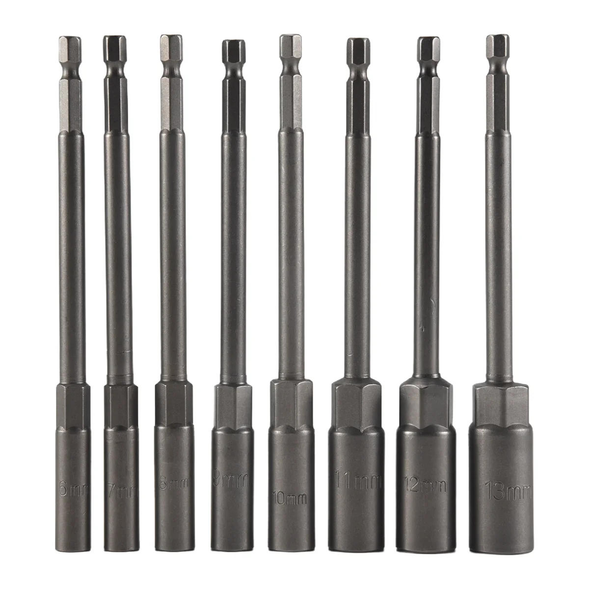 Impact Drill Bar Wrench Extension 8Pcs Socket Adapter Set 8Pcs Power Nut Driver Long Metric 150mm 1/4 Inch Hex