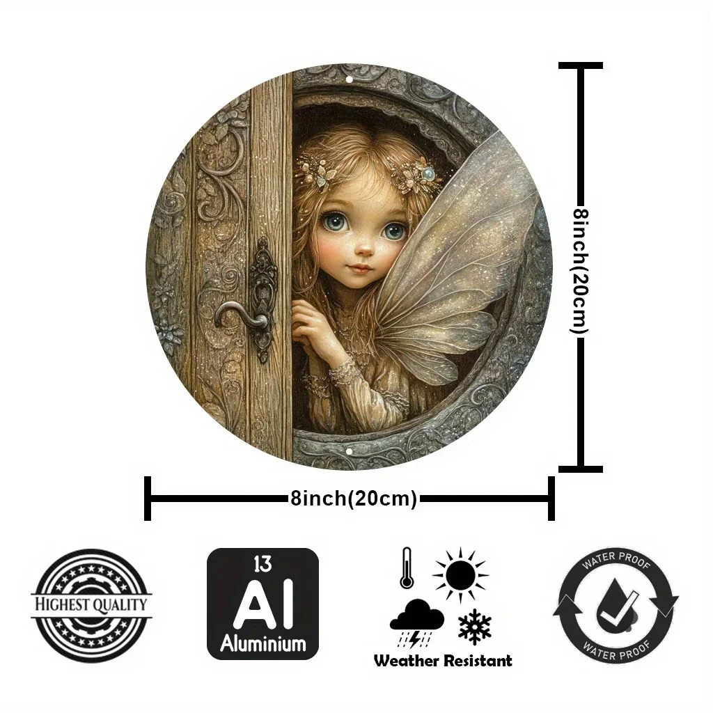 

Настенное искусство Fairy Door, алюминиевая выглядящая фея с яркими глазами и крыльями, подходит для дома, сада, вечеринки