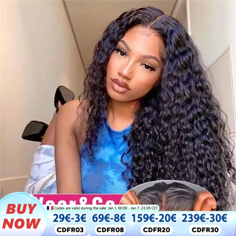 Deep Wave 5x5 Glueless Wig Wear And Go Human Hair Pre Plucked 6x4 Curly Brazilian Transparent Lace Clsoure Wigs For Black Women