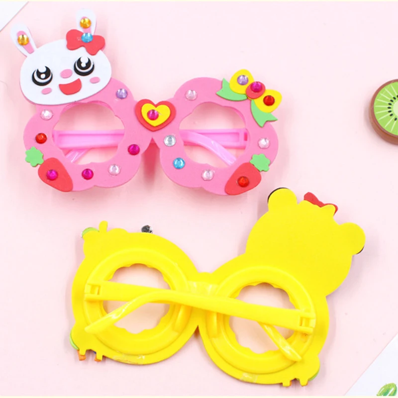 2/6/12 Sets Cartoon EVA Diamond Glasses DIY Stereoscopic  Art Craft Toy Handicraft 3D Stickers Children Toys Birthday Gift