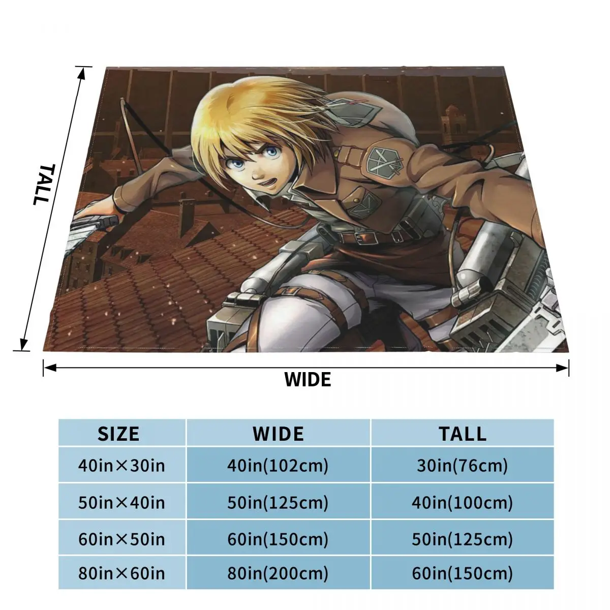 Armin Arlert Attack On Titan AOT Blankets Soft Warm Flannel Throw Blanket Plush for Bed Living room Picnic Travel Home Couch