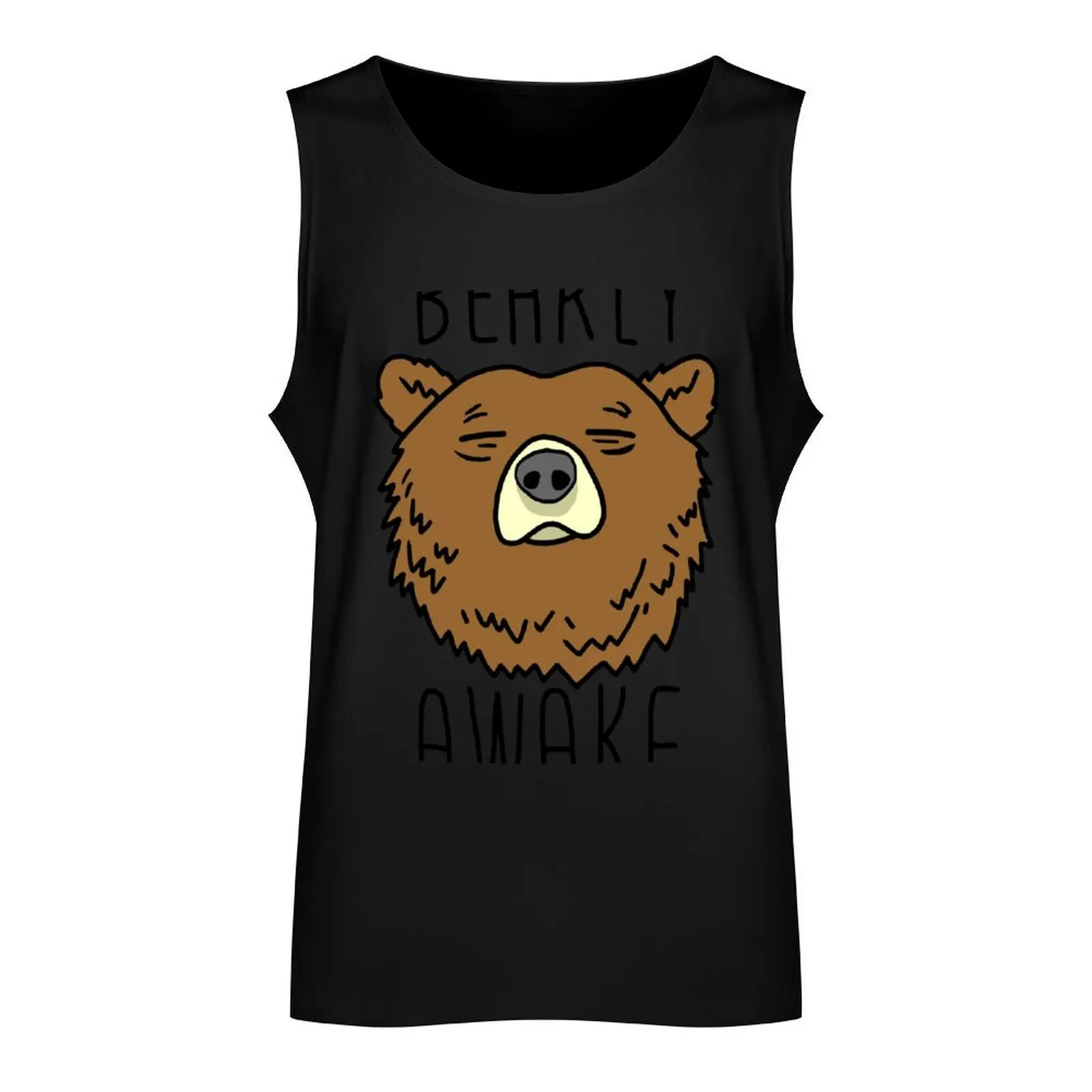 Bearly Awake Tank Top summer Men's tops plain t-shirt