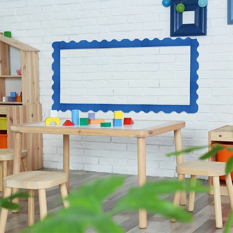 2 Rolls Bulletin Board Borders Scalloped Border Decoration Background Paper For Decorative Borders (Yellow And Blue)