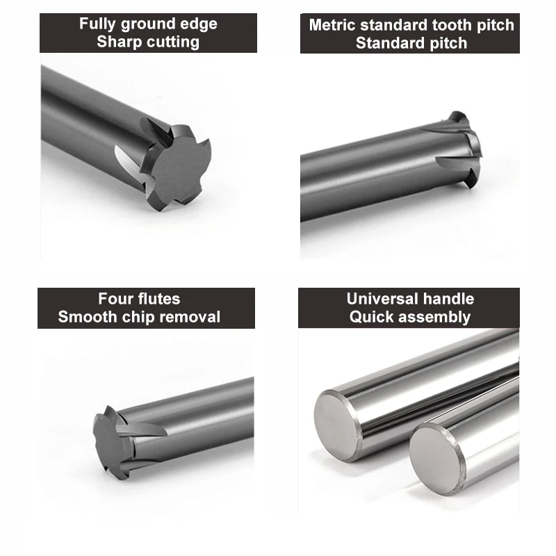 AZZKOR HRC65 Einzel-/Drei-/Vollgewinde-Wolframstahl-Hartmetall-Gewindfräser mit schwarzer Nano-Beschichtung, CNC-Bearbeitungszentrum-Werkzeuge – Detail 6