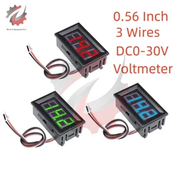 Voltímetro Digital LED para coche y motocicleta, medidor de voltaje de 0,56 pulgadas, 3 cables, DC0-30V, Detector de voltaje, Monitor de capacidad de CC, rojo, verde, azul