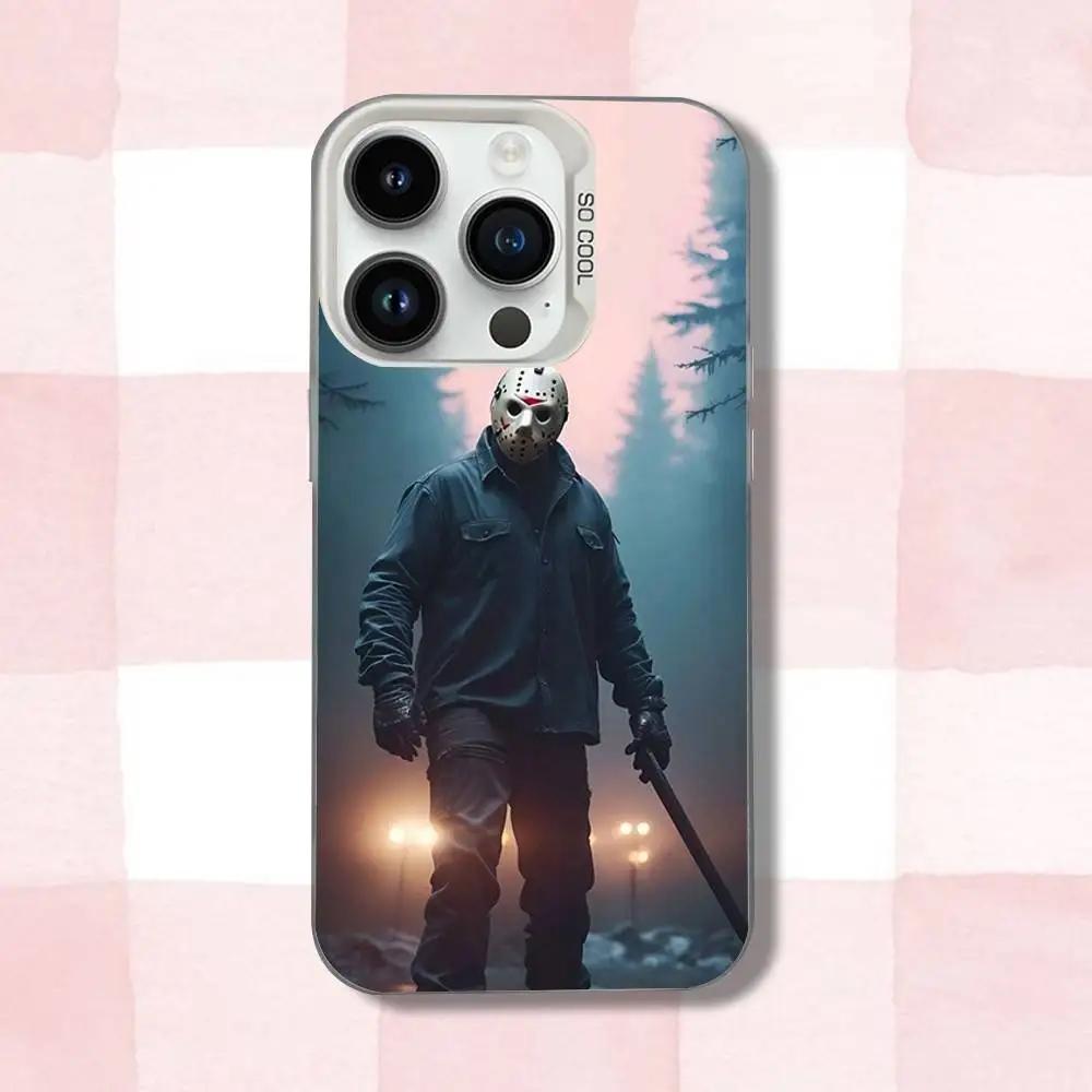 ジェイソンズ・V・フーリーズ・ホラーズ iPhone 16,15,14,13,12,11,Pro,XS,Max,Plus,Mini,SE用スマホケース ホワイトキャンディマット 耐衝撃カバー