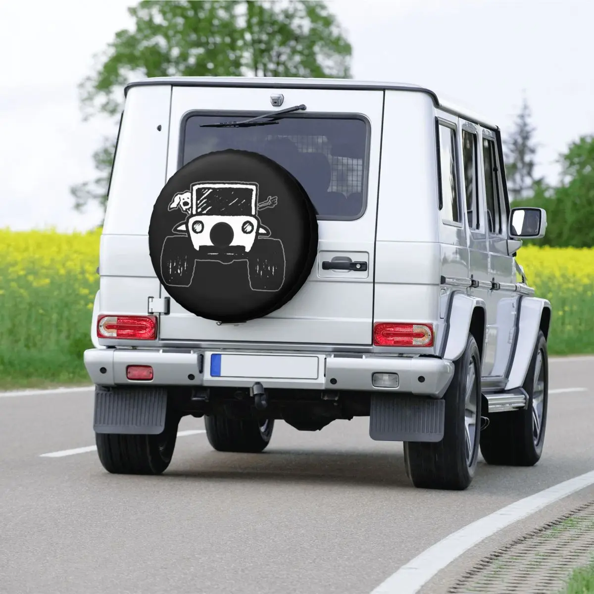 Waving Dog Spare Wheel Cover Universal for Jeep Pajero 4x4 Trailer Custom Tire Protector 14\