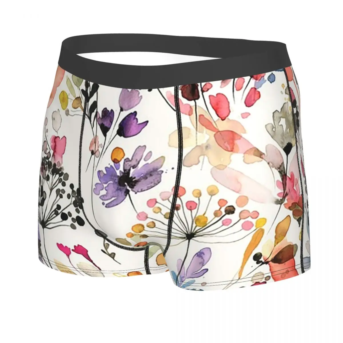 Трусы-боксеры, шорты, дикие цветы и растения, акварель, дикая природа, трусы с ботаническим принтом, мужское мягкое нижнее белье Homme Man