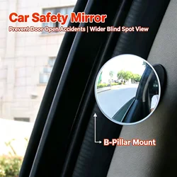 360° Rotatable Car Safety Mirror B Pillar Blind Spot Wide Angle Rearview Auxiliary Mirror Crash Proof Parking Warning For Cars