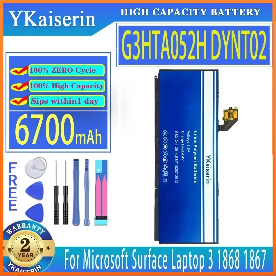 

YKaiserin Battery G3HTA052H DYNT02 G3HTA057H 6700mAh for Microsoft Surface 3 1868 1867 High Capacity Bateria Warranty 2 Years