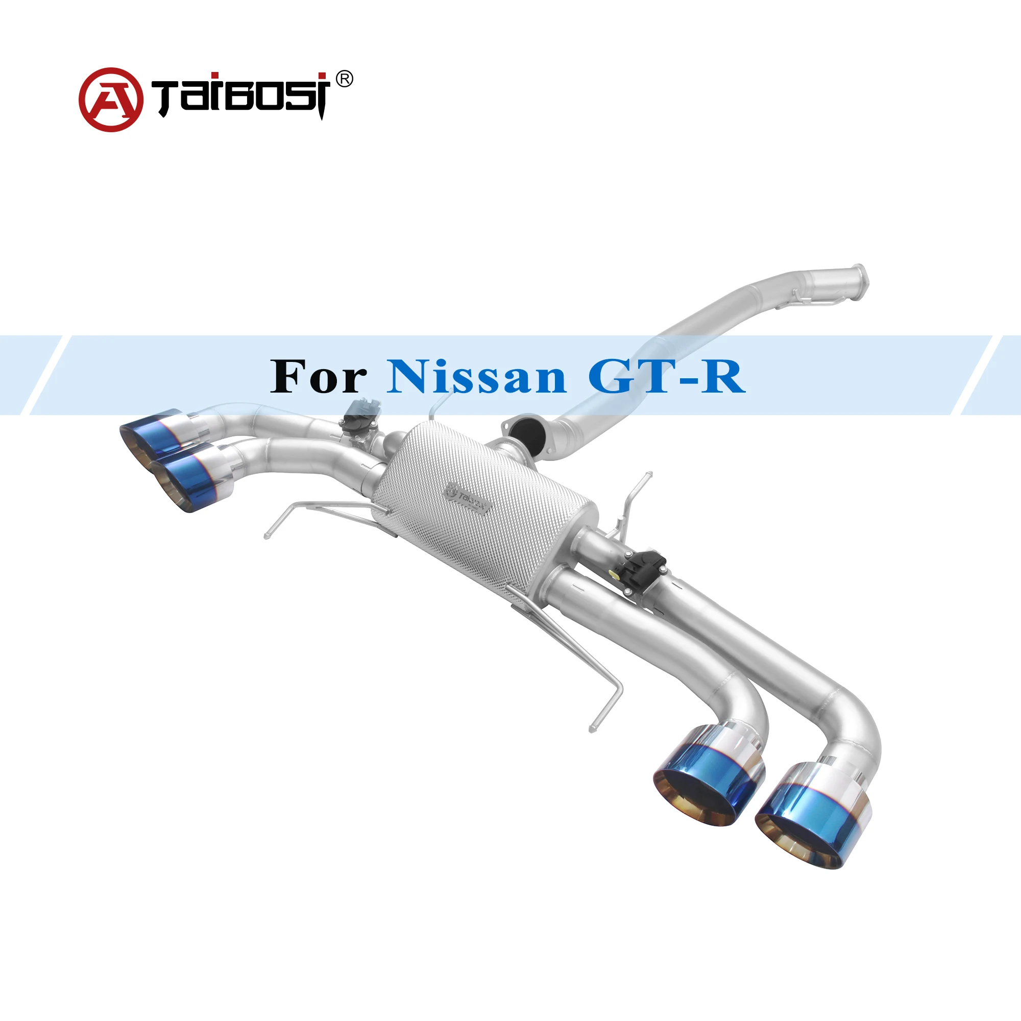 Taibosi Exhaust System for 2008-2017 Nissan GT-R 3.8T Performance Valved Muffler Heat Shield Blue Burnt Tip Remote Control