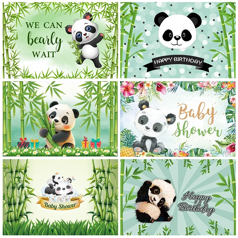 

Cute Cartoon Bamboo Flower Panda Decoration Background Birthday Theme Children's Group Photo Background Photo Photography Props