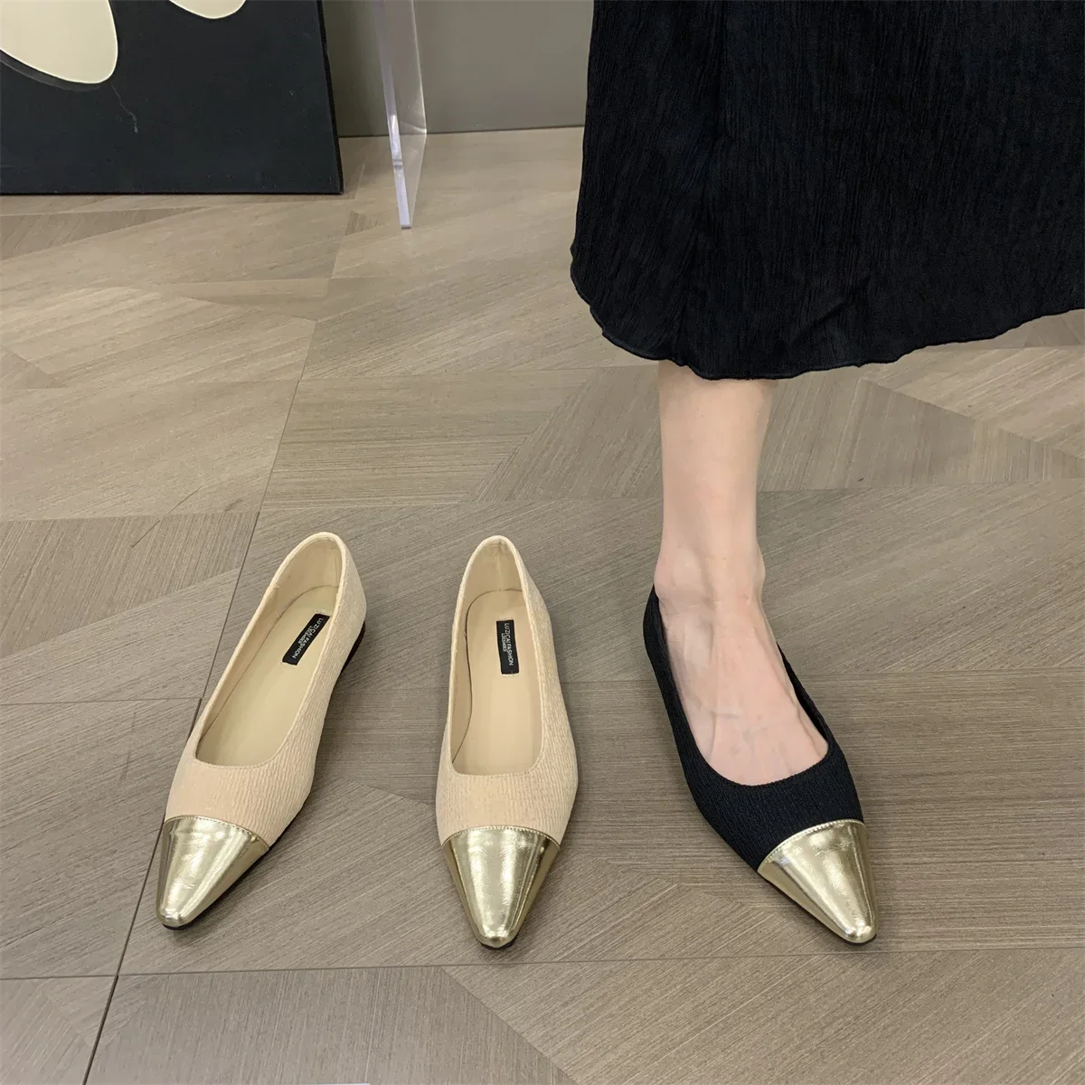 2025 الربيع والخريف موضة جديدة الفم الضحلة تنوعا وأشار حذاء مسطح مريح لينة وحيد أحذية نسائية عادية #5