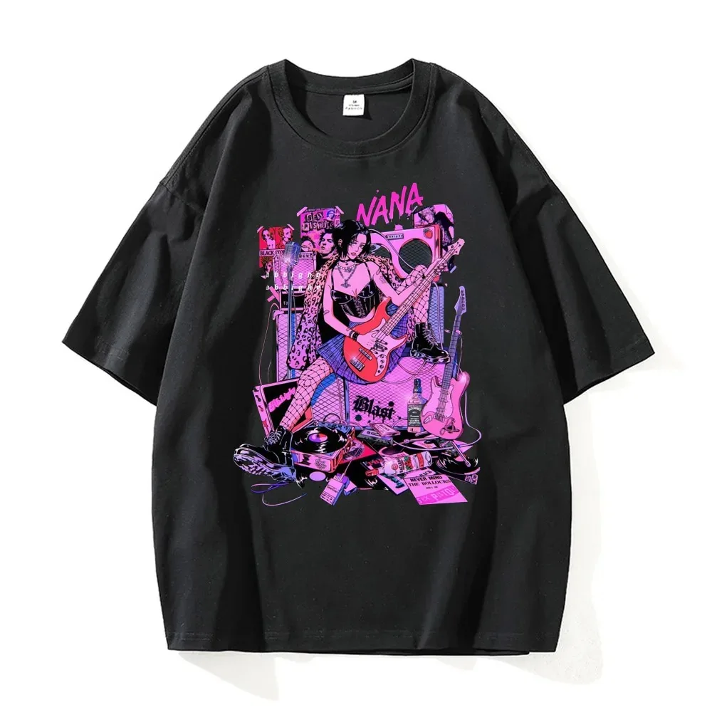 2025 جديد عصري نانا أوساكي اليابانية مانغا الأحجار السوداء الجرافيك طباعة خمر تي شيرت النساء ملابس قصيرة الأكمام فضفاضة تي شيرت #1