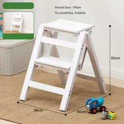 Dual Use Solid Wood Ladder Chair Household Folding Stool Multi-Functional Staircase Home Furniture For Climbing And Pedaling