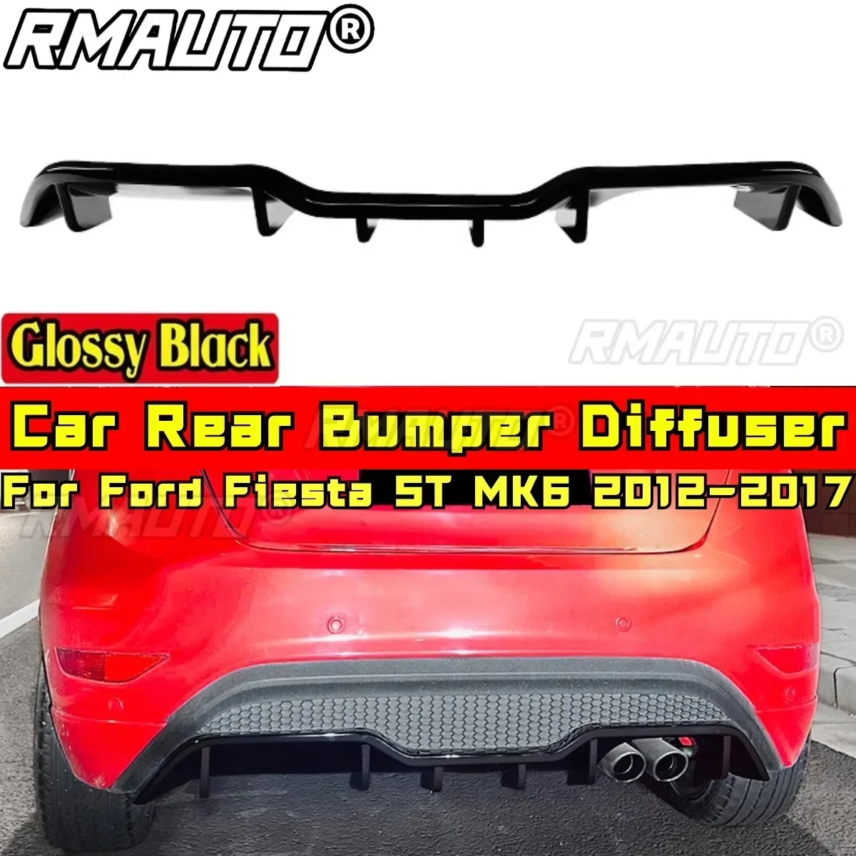 For Ford Fiesta ST MK6 2012-2017 Body Kit Rear Bumper Diffuser Rear Bumper Splitter Rear Bumper Lip Car Accessories