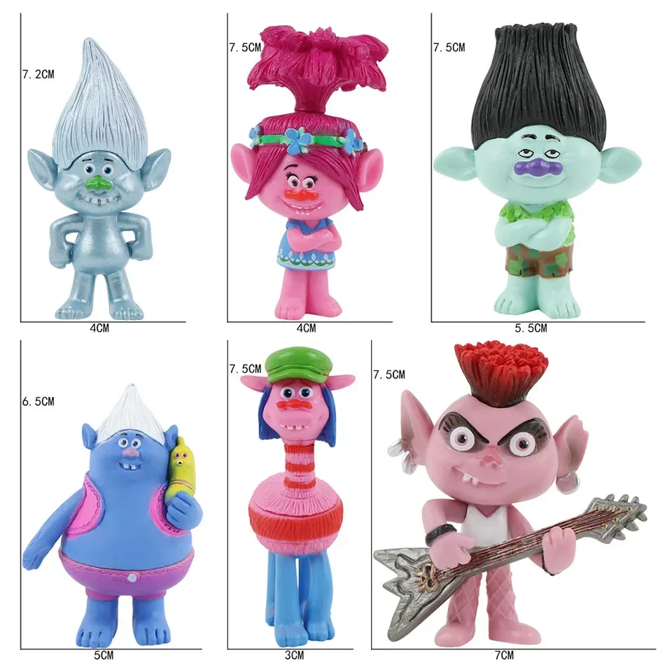 18PCS Trolls Branch Critter Skitter Figure Cool Cute Kawaii Anime Figure Toy Doll Model Decoration For Kid Birthday Gifts