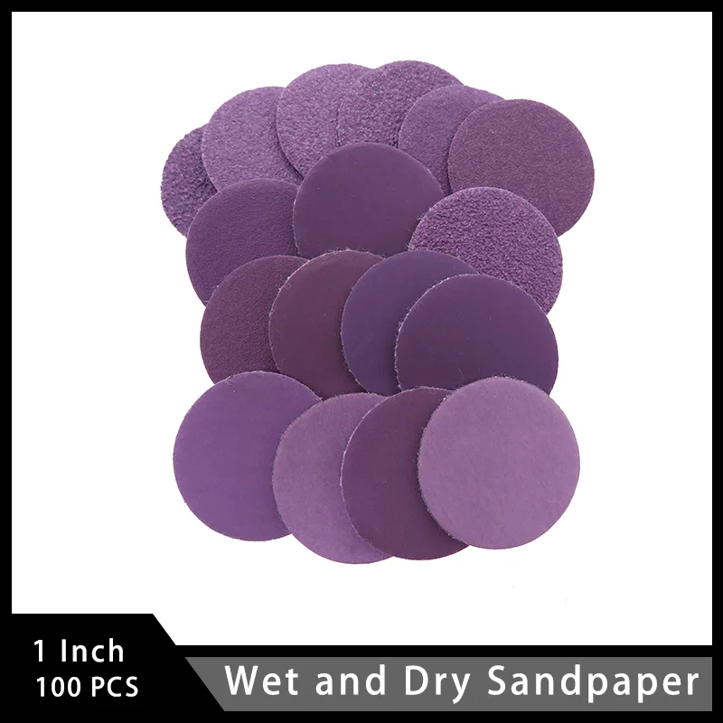 100 Pcs 1 Inch  Hook and Loop Sandpaper Sanding Discs Asorted 60-10000 Grits for Polishing Automotive Metal Sanding Mirror