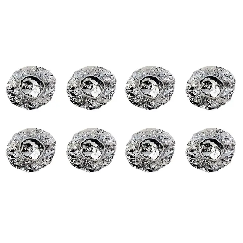 

A02M-8X Shower Cap Heat Insulation Aluminum Foil Hat Elastic Bathing Cap For Women Hair Salon Bathroom -Silver