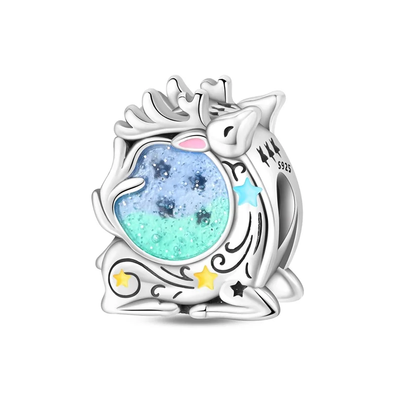 

New 925 Sterling Silver Night Deer Charms Beads For Women Fit Original Bracelet DIY Birthday Party Jewelry Gifts