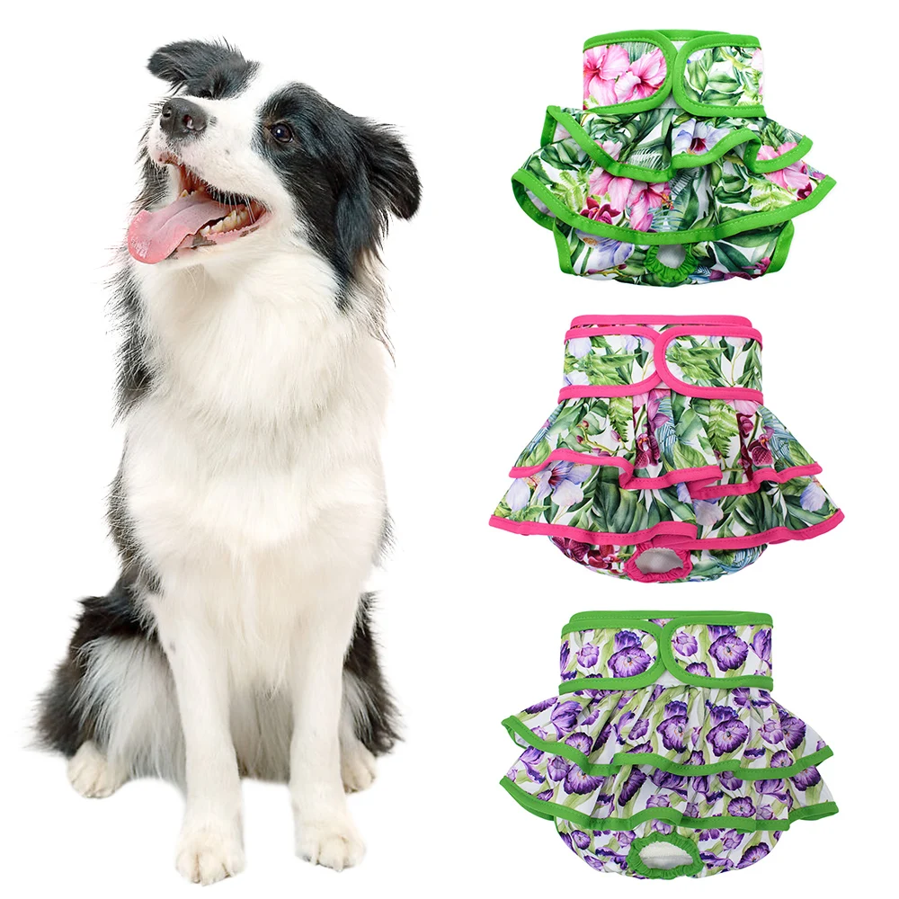 

Princess Pet Sanitary Physiological Pants Floral Printed Female Dog Diaper Dress Highly Absorbent Dog Diapers Girl Dog Diapers