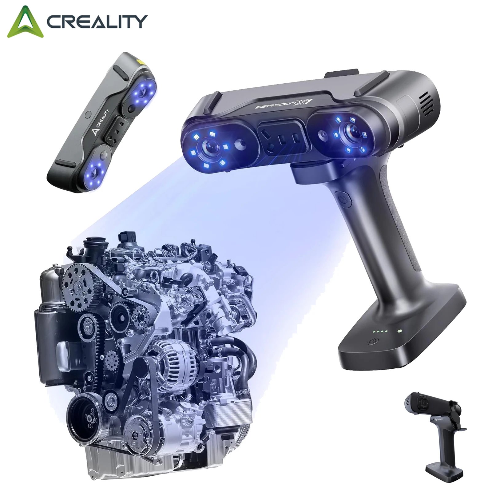 3D-сканер Creality Sermoon X1 4-в-1 с 34/7/1-линейными синими лазерными режимами + NIR, высокоточный (точность 0,02 мм), 90 кадров/с, сканирование глубоких отверстий