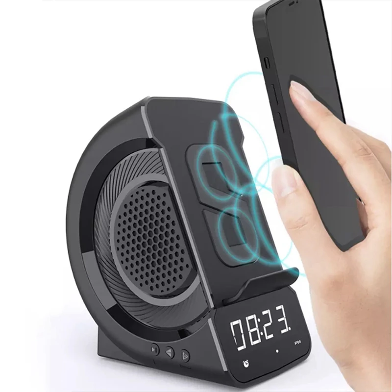 3 in 1 Wireless Bluetooth Speaker Fashion Portable Outdoor Speaker with LED Display Alarm Clock and Fast Charger-A27I