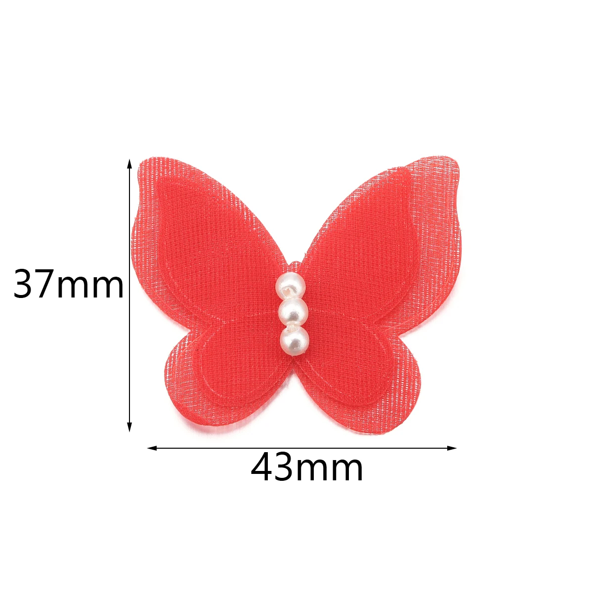 10 قطعة الأورجانزا النسيج فراشة يزين ثلاثية الأبعاد 4.3x3.7 سنتيمتر شبكة اللؤلؤ فراشة حالمة شفافة DIY بها بنفسك الخياطة الحرفية الديكور