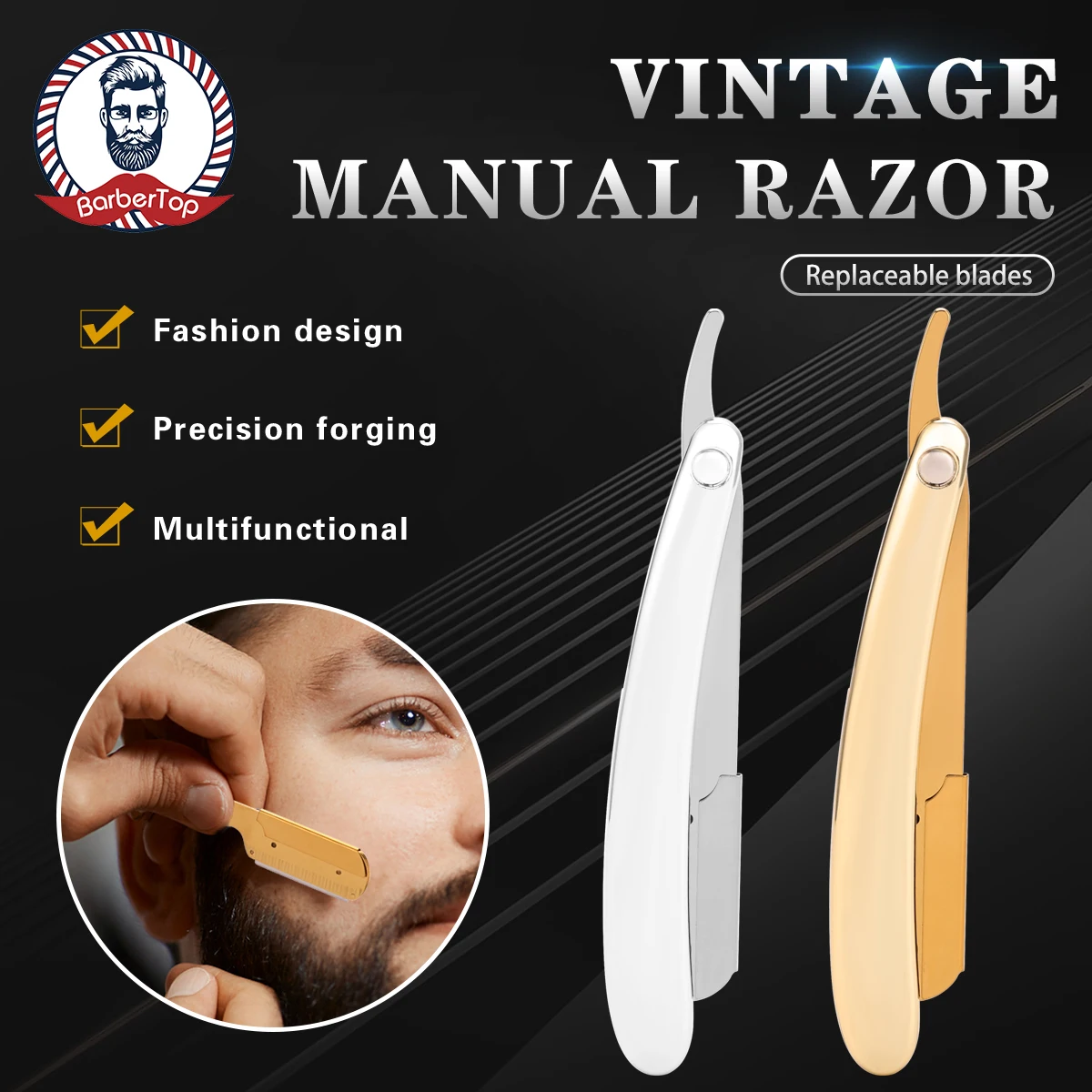

Salon Manual Beard Razor Folding Hand Hair Shaver Razor Hair Removal Tools (No Shaving Slice) For Salon Barber Accessories ﻿