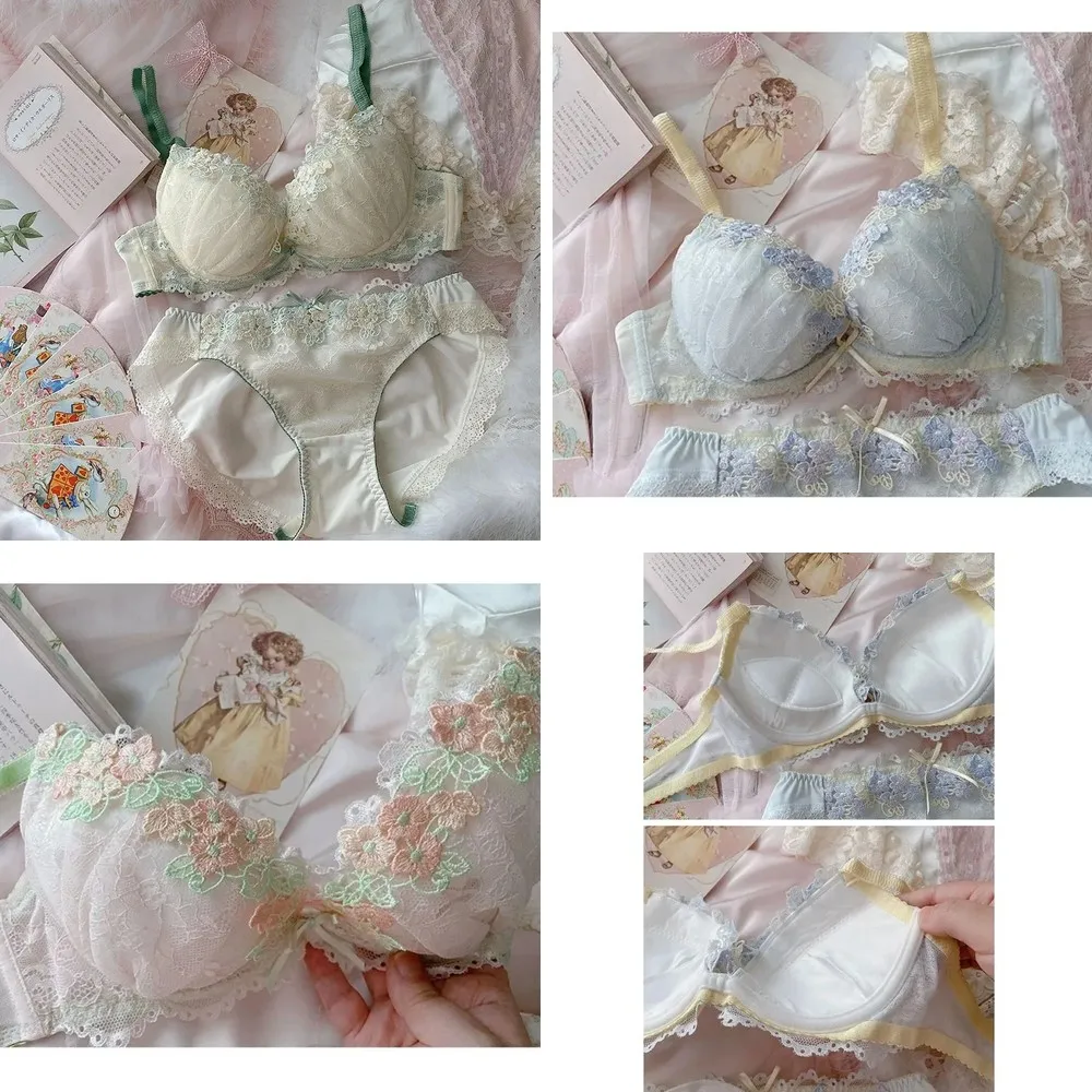 

Flowers Water-Soluble Embroidered Lingerie Set with Underwire Bra & Panty for Women, Sexy Large Size