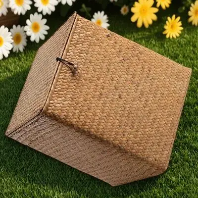 

Соломенная корзина для пикника, тканый контейнер для хранения для кемпинга, уличного домашнего использования, большая емкость, органайзер для фруктов, хлеба, яиц