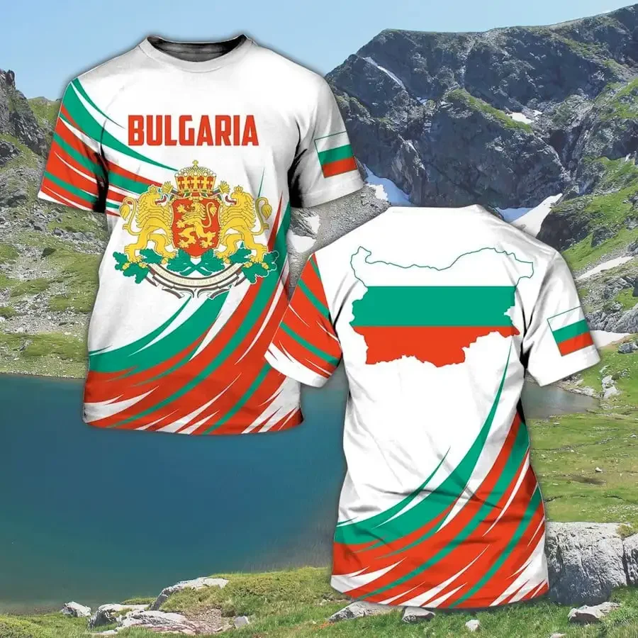 New Bulgaria Flag Men\'s and Kids  T-Shirt National Emblem Print Summer O-Neck Short Sleeve Casual Shirt Oversized Tops Clothing