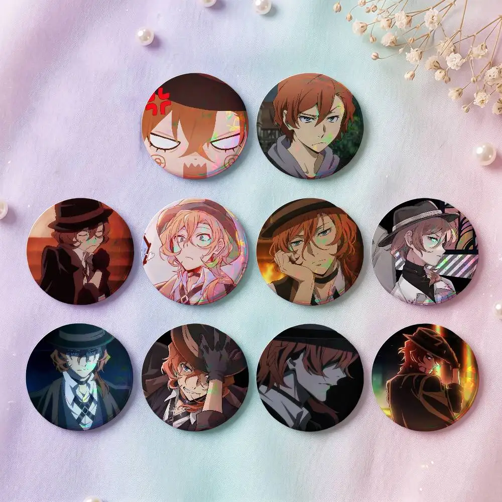 Anime Figure Chuuya Nakahara Badges 25 32 44 58 75 Mm Round Cosplay Pin Bag Decor Fans Collect Friends Gifts Brooch Souvenir