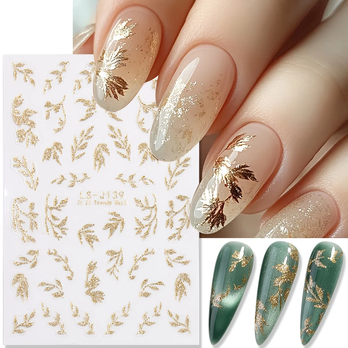

2pcs Leaf Nail Art Stickers Self Adhesive Autumn Leaves Patterns Waterproof DIY Manicure Decoration Beauty Tools for Women Girls