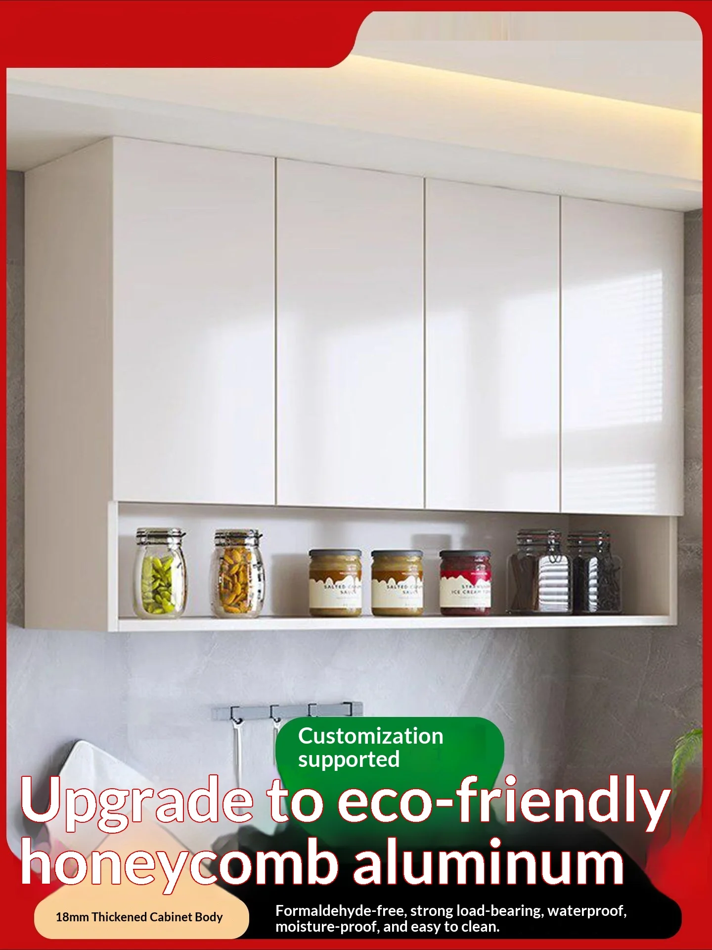 Any Size Custom Multifunctional Wall Mount Cabinet Reinforced Honeycomb Aluminum Kitchen Zoned Design Long Term Condiment And To