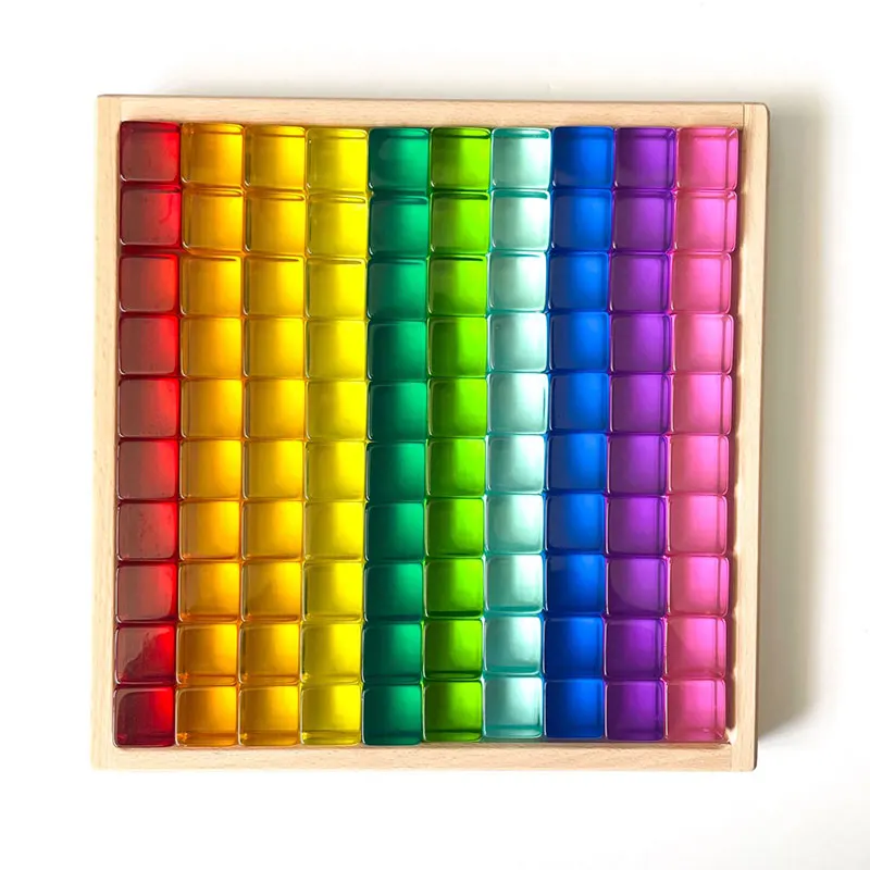 Rainbow Acrylic Gem Cubes Blocks Light Shadow Stacking Toys Loose Parts Play Sensory Crystal Toys Lucent Cubes Open Ended Toys