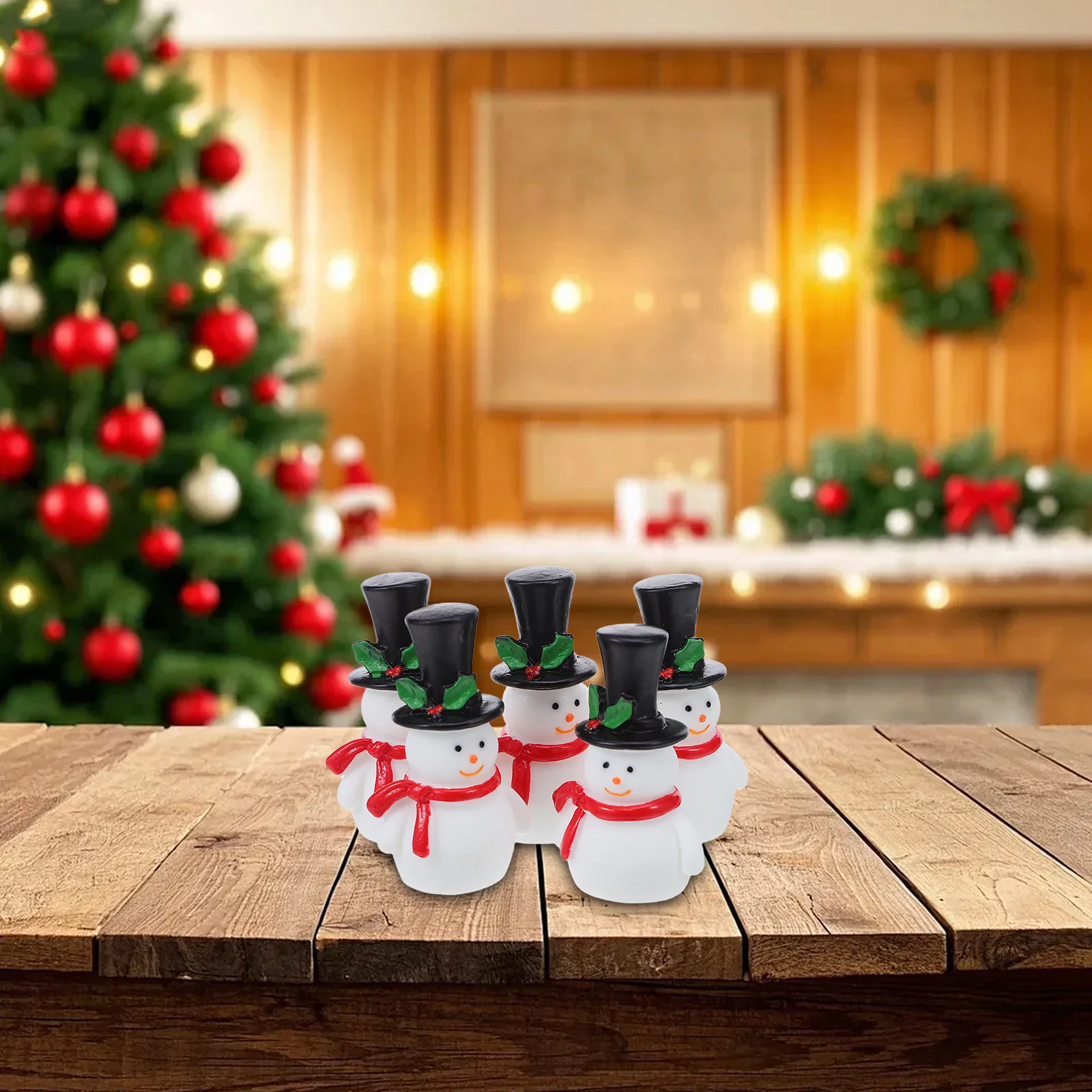 

12Pcs Christmas Snowman Resin Miniatures Top Hat Decoration DIY Crafts Micro Landscape Ornament Mini Snowman Mini Resin Figures