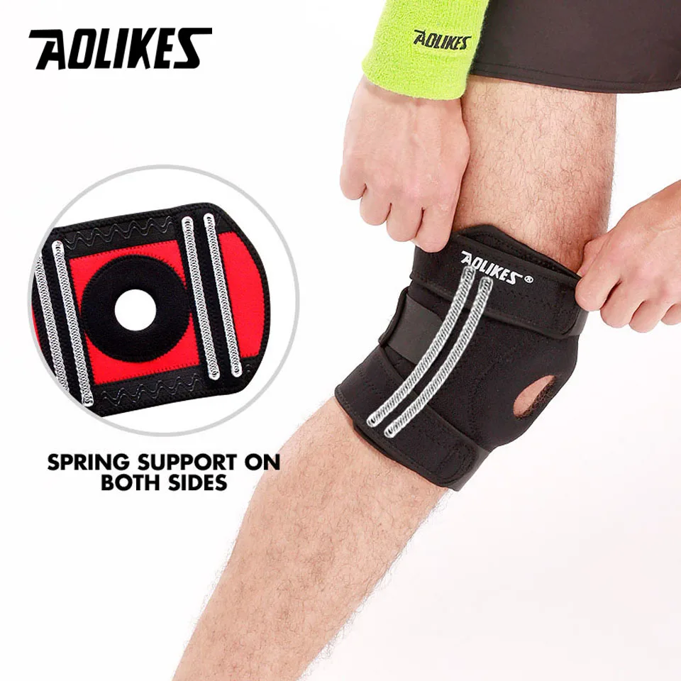 AOLIKES 1PCS New Knee Brace with Side Stabilizers - Adjustable Knee Support with Patella Gel Pad, Knee Wraps for Men & Women