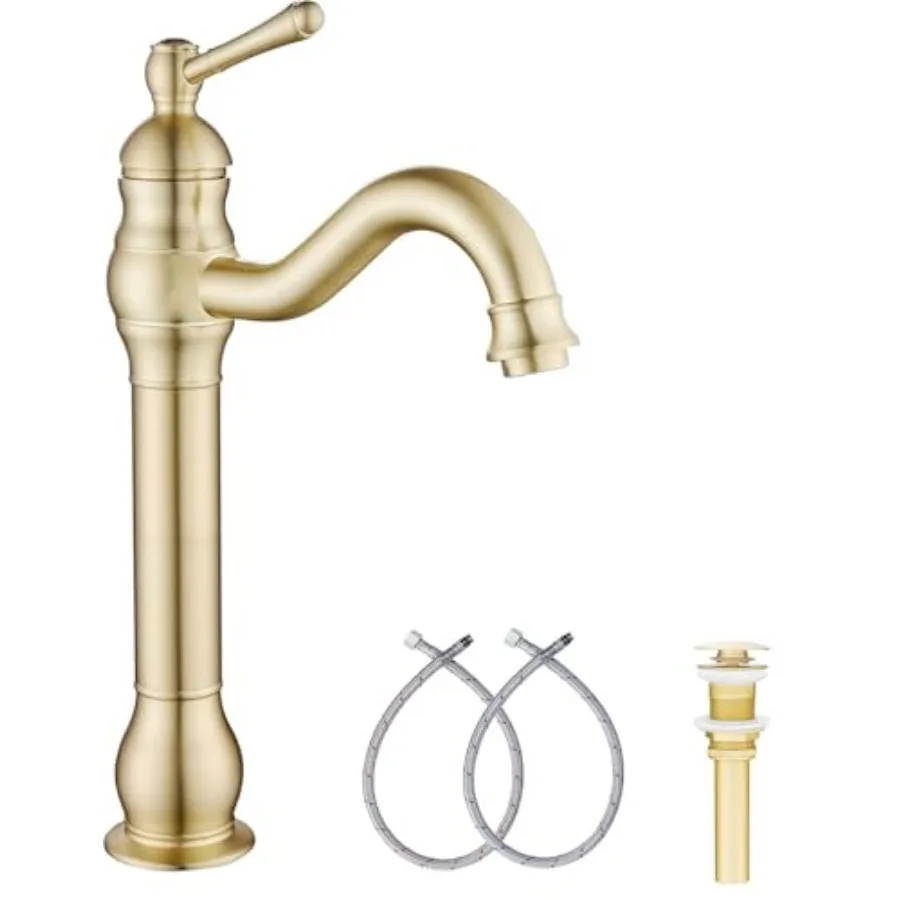 

360 Swivel Single-Handle One Hole Sink Faucet with Matching Pop Up Drain - Farmhouse Bathroom Vanity Faucet